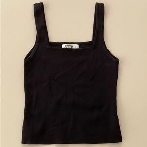 Black fitted, square neck tank top